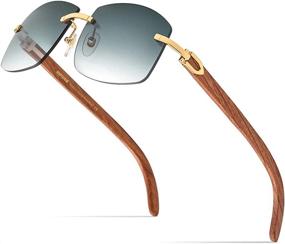 img 4 attached to Stylish Rimless Gradient Sunglasses by HEPIDEM: Elevate Your Look!