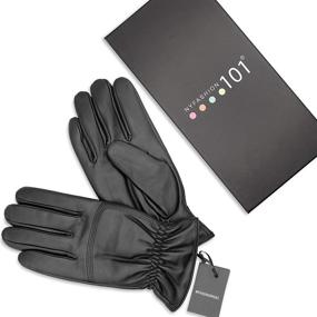 img 2 attached to Leather Winter Lining Driving Gloves Men's Accessories good for Gloves & Mittens