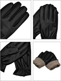 img 3 attached to Leather Winter Lining Driving Gloves Men's Accessories good for Gloves & Mittens