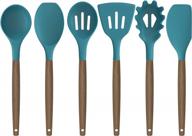 набор силиконовых кухонных принадлежностей deedro из 7 предметов с ручками из акации - высокотермостойкие гаджеты инструменты логотип