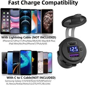 img 1 attached to 💡 Qidoe USB C Car Charger Socket: Dual PD3.0 & QC3.0 USB Ports with LED Voltmeter and On/Off Switch for Car, Boat, RV, Truck, and more