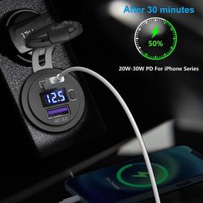 img 3 attached to 💡 Qidoe USB C Car Charger Socket: Dual PD3.0 & QC3.0 USB Ports with LED Voltmeter and On/Off Switch for Car, Boat, RV, Truck, and more