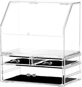 img 4 attached to Cq Acrylic Cosmetic Storage Drawers - Set of 2 Clear Stackable Cases for Bathroom Countertop Organization, Makeup, and Dust/Water-Proof Display