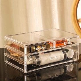 img 2 attached to Cq Acrylic Cosmetic Storage Drawers - Set of 2 Clear Stackable Cases for Bathroom Countertop Organization, Makeup, and Dust/Water-Proof Display