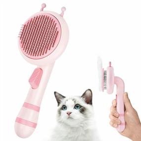 img 4 attached to Self-Cleaning Cat Grooming Brush For Long/Short Haired Cats And Dogs - Pet Slicker Brush, Pink Comb For Easy Hair Removal And Massage, Eliminates Tangles And Loose Hair