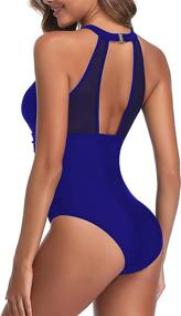 img 1 attached to Holipick Women's Patchwork Backless Swimsuit - Swimwear & Cover Ups for Women