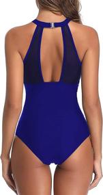 img 3 attached to Holipick Women's Patchwork Backless Swimsuit - Swimwear & Cover Ups for Women