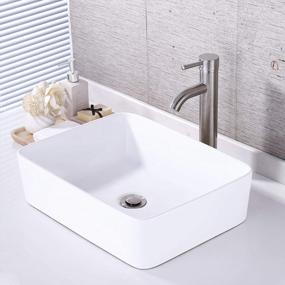 img 2 attached to Rectangular Vessel Sink And Brushed Nickel Faucet Combo - KES Bathroom Above Counter Sink With Matching Metal Pop Up Drain, 19"×14.6", BVS110-C2
