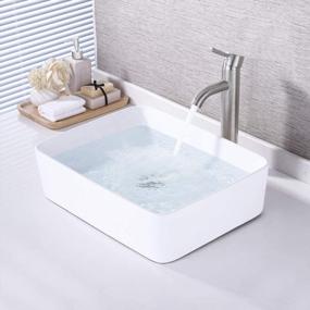 img 3 attached to Rectangular Vessel Sink And Brushed Nickel Faucet Combo - KES Bathroom Above Counter Sink With Matching Metal Pop Up Drain, 19"×14.6", BVS110-C2