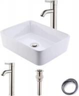 комбинация прямоугольной раковины и смесителя из матового никеля - kes для ванной комнаты над раковиной с соответствующим металлическим выдвижным сливом, 19 "× 14,6 ", bvs110-c2 логотип