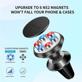 img 1 attached to 📱 Universal Magnetic Phone Car Mount with Super Strong N52 Magnets | 360° Rotation | Black Car Holder for iPhone 11 SE/Samsung Galaxy & All Phones | SpringSaid Air Vent Mount | Pack of 6