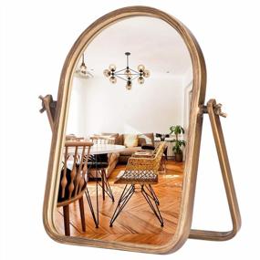 img 4 attached to Приготовьтесь стильно с винтажным туалетным столиком Geloo'S Зеркало-настольное зеркало для макияжа - регулируемое вращение на 360 для любого декора комнаты - под старину 11,8 '' X 7,8 ''