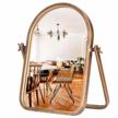 get ready in style with geloo's vintage vanity table mirror-desk makeup mirror - 360 adjustable rotation for any room décor - antique 11.8'' x 7.8'' logo