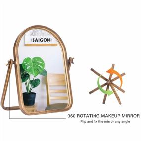 img 2 attached to Приготовьтесь стильно с винтажным туалетным столиком Geloo'S Зеркало-настольное зеркало для макияжа - регулируемое вращение на 360 для любого декора комнаты - под старину 11,8 '' X 7,8 ''