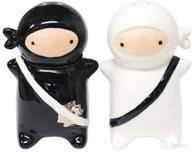 🥢 authentic japanese ninja kids salt & pepper shaker set by 180 degrees - black and white logo