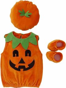 img 4 attached to Toddler Baby Boy Girl Halloween Outfit Pumpkin Bodysuit Halloween Costumes Romper Tops Hat Footies