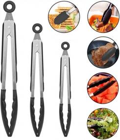 img 2 attached to Upgrade Your Kitchen Experience With MOACC Heat Resistant Silicone Tongs – Set Of 3, Perfect For Cooking & Serving Food