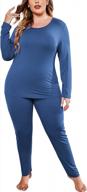 plus size long johns sets for women - in'voland 2 pcs base layer thermal underwear top & bottom (16w-28w) logo