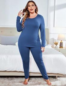 img 3 attached to Plus Size Long Johns Sets For Women - IN'VOLAND 2 Pcs Base Layer Thermal Underwear Top & Bottom (16W-28W)