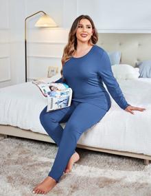 img 1 attached to Plus Size Long Johns Sets For Women - IN'VOLAND 2 Pcs Base Layer Thermal Underwear Top & Bottom (16W-28W)