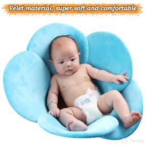 img 4 attached to KAKIBLIN Flower Baby Bath Mat: Comfortable Infant Bathtub Support Lounger for Newborn with Blue Floral Design