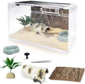 img 4 attached to 🦎 Premium Bluecoco PC Glass Reptile Terrarium Starter Kit: High-Temperature Material, Fully Transparent, Anti-Drop - Ideal for Gecko, Snake, Lizard, Turtle (Medium)