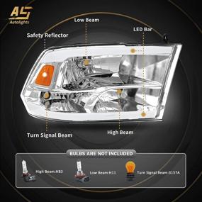 img 3 attached to AS Headlight Assembly Compatible With 2009-2018 Dodge Ram 1500 2500 3500 W/ LED Tube BAR Sequential Turn Black Housing Driver And Passenger Side