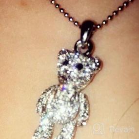 img 6 attached to Silver Plated Teddy Bear Necklace With Movable Spinningdaisy Crystals