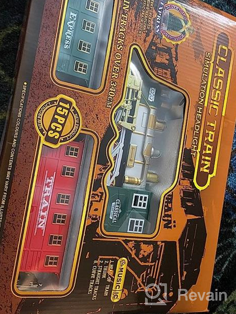 img 1 attached to Experience Festive Fun With DeAO Classical Christmas Train Set With Sound, Lights, And Steam - Perfect Gift For Kids Ages 3-6! review by Sean Moran