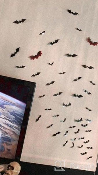 img 1 attached to Halloween Bat Decorations Party Supplies - 144 PCS 3D Bats Wall Stickers, Waterproof Spooky Craft Window Decals For Indoor Outdoor Scary Halloween Wall Decorations review by Christopher Kanter