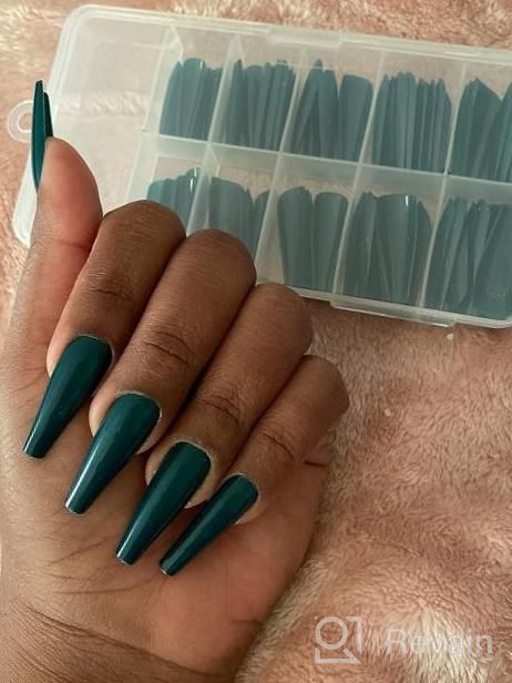 img 1 attached to 100Pc Colored Coffin Press On Nails Long Ballerina False Fake Nail Tips Full Cover Manicure Design Acrylic Nails For Women Teen Girls (Black) review by Jeffrey Choudhury