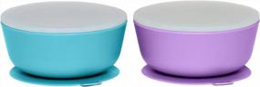 img 4 attached to WeeSprout Silicone Suction Bowls For Babies Leakproof Premium Plastic Lids Durable For Babies & Toddlers Extra Strong Suction Easy-Release Tab Dishwasher, Microwave & Freezer Safe Set Of 2