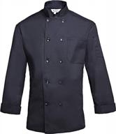 frankers men's chef coat with ten pearl buttons, double breasted, long sleeves - available in white and black logo