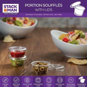 img 2 attached to [200 Sets] Small Plastic Containers with Lids - 2 oz. Jello Shot Cups, Condiment Cups, Dipping Sauce & Salad Dressing Containers | Disposable Mini Plastic Portion Souffle Cups Ramekins | Pudding Cup