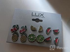 img 5 attached to Lux Accessories Women's Enamel Tropical Fruit Multiple Stud Earrings Set - Pack of 6