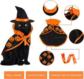 img 1 attached to 🎃 Halloween Pet Costume Set: Cat Bat Wings, Wizard Witch Hat Cape - Perfect for Halloween Eve Pumpkin Party Cosplay - Cat Costumes Outfit for Small Dog, Kitten, Puppy