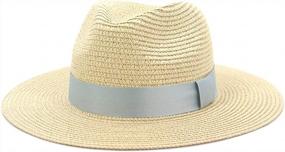 img 4 attached to Оставайтесь стильными и защищенными под солнцем с женской соломенной шляпой-панамой с широкими полями UPF50+ Lisianthus!