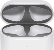 elago airpods 2 dust guard (matte space grey, 2 sets) dust-proof metal cover, luxurious finish, watch installation video - compatible with apple airpods 2 wireless charging case [us patent registered] logo