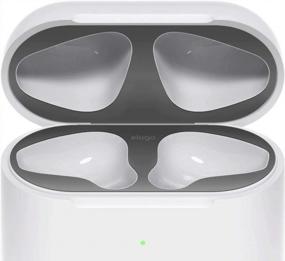 img 4 attached to Пылезащитная накладка Elago AirPods 2 (матовый космический серый, 2 комплекта) Пыленепроницаемая металлическая крышка, роскошная отделка, видео по установке — совместима с чехлом для беспроводной зарядки Apple AirPods 2 [Зарегистрирован патент США]