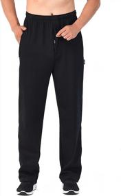 img 4 attached to Zoulee Men's Open-Bottom Sports Pants Sweatpants Trousers with Front Zipper Closure