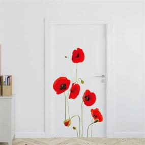 img 2 attached to 🌺 WALPLUS Spring Decoration Flower Vines Peel and Stick Wall Stickers: Vibrant Red Poppy Flowers for Stunning Home Living Room Floral Wall Decor