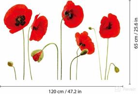 img 1 attached to 🌺 WALPLUS Spring Decoration Flower Vines Peel and Stick Wall Stickers: Vibrant Red Poppy Flowers for Stunning Home Living Room Floral Wall Decor