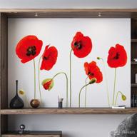 🌺 walplus spring decoration flower vines peel and stick wall stickers: vibrant red poppy flowers for stunning home living room floral wall decor логотип