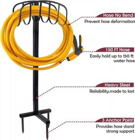 img 3 attached to KETIEE Heavy Duty Garden Hose Holder - Rustproof Metal Water Hose Stand For Outside Lawn Yard Decorative