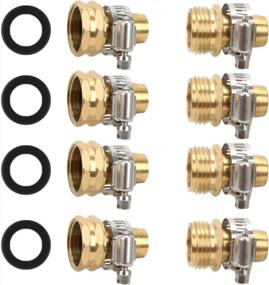img 4 attached to STYDDI Brass Garden Hose Repair Kit With Clamps - Male And Female Hose Connectors For 5/8" And 3/4" Rubber Hoses - 4 Piece Set