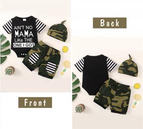 img 2 attached to Newborn Boy Outfit: 3PC Infant Letter Print Romper, Long Pants Set, And Hat - Stylish Toddler Clothes For Boys