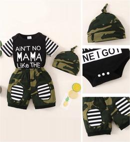 img 1 attached to Newborn Boy Outfit: 3PC Infant Letter Print Romper, Long Pants Set, And Hat - Stylish Toddler Clothes For Boys
