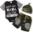 newborn boy outfit: 3pc infant letter print romper, long pants set, and hat - stylish toddler clothes for boys logo