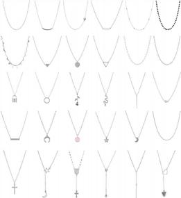 img 4 attached to WFYOU 30 PCS Choker Necklaces For Women Layered Chain Necklace Silver Gold Pendant Necklaces Jewelry DIY Multilayer Necklace Set