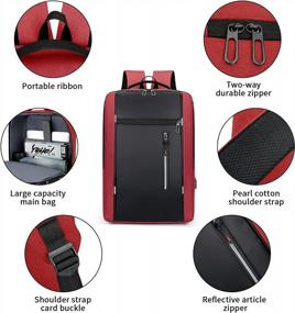 img 2 attached to 15.6 Inch Laptop Backpack For Men & Women With USB Charging Port - College School Book Bag Computer Backpack For Boys Girls (Red)